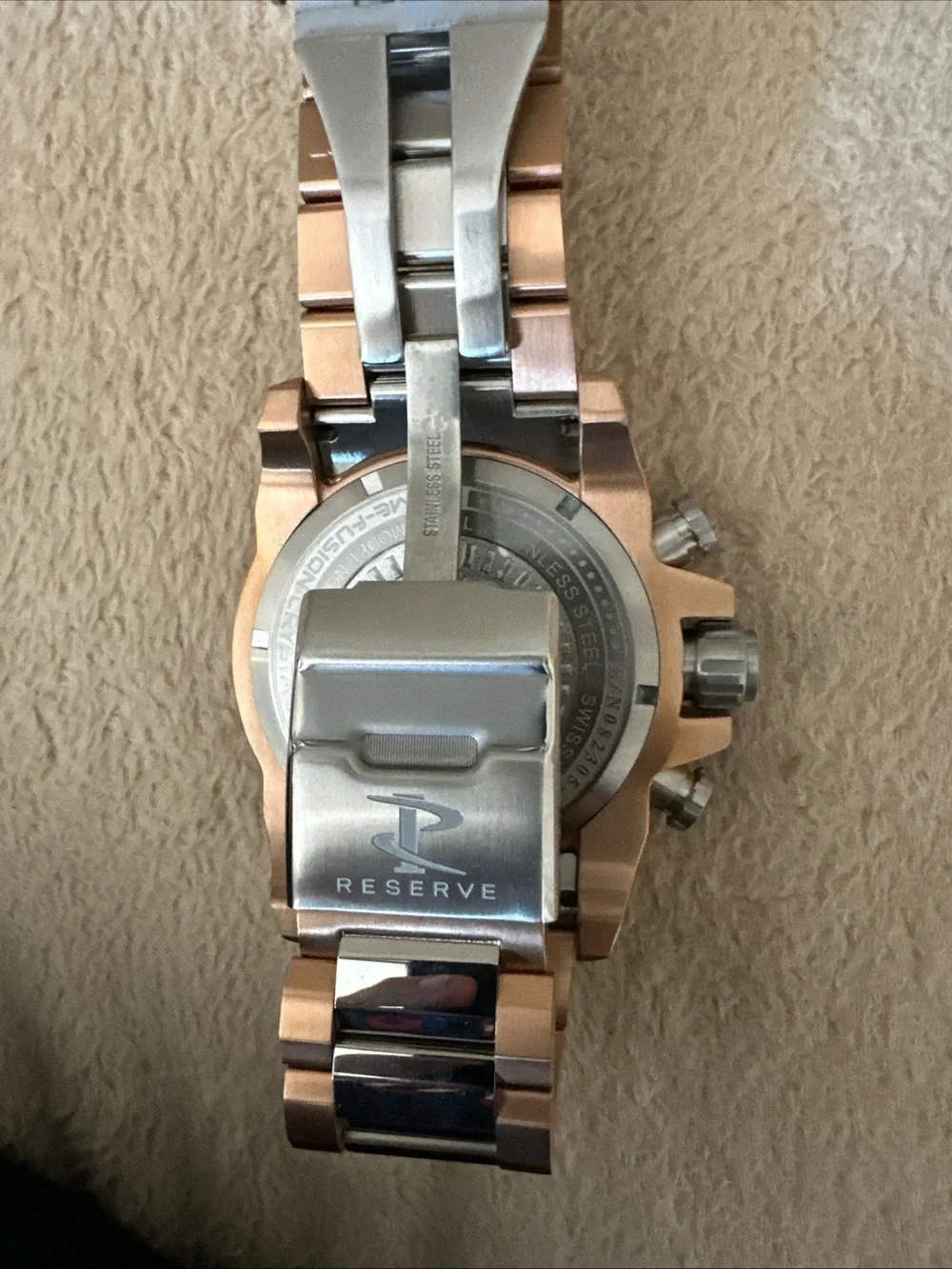 Invicta Reserve Octane #16028 Chrono Watch 2-Tone Rose Gold Gunmetal 56mm WR200m